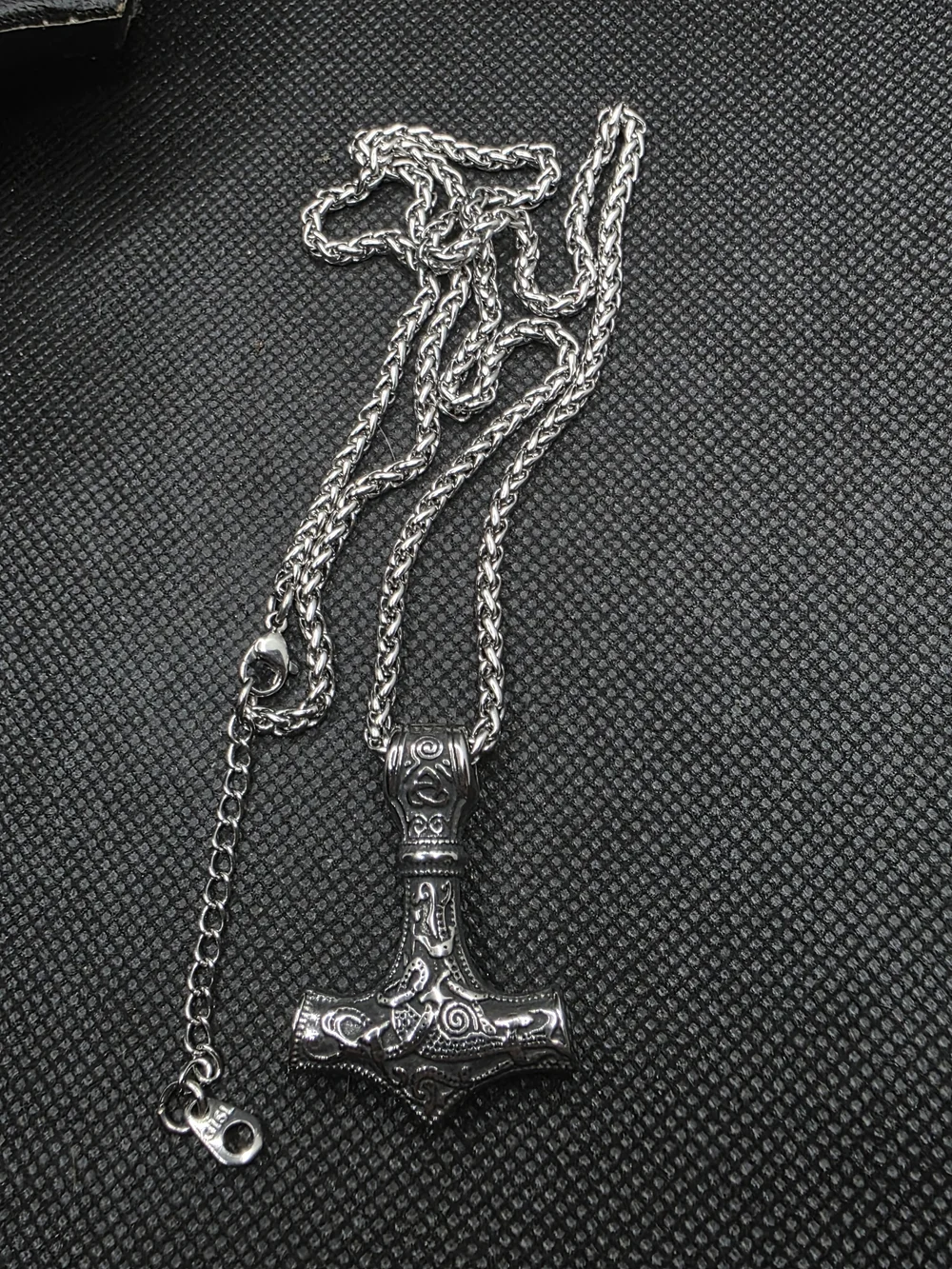 Stainless Steel Thor's Hammer Pendant Necklace for Men